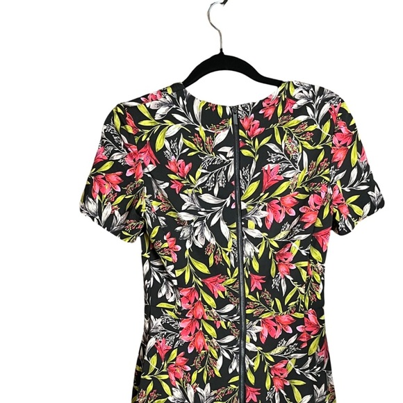 French Connection Cadencia Mini Stretch Black Dress 4 Floral Fit & Flare - Picture 7 of 16